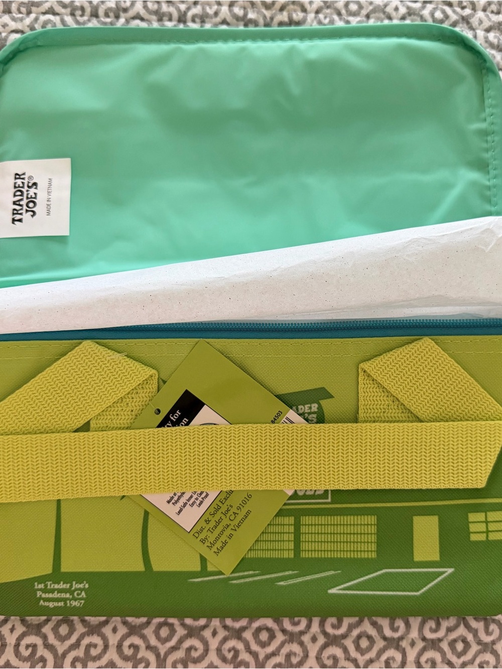 Trader Joe's Reusable Storage Tote Bag in Mint and Lime